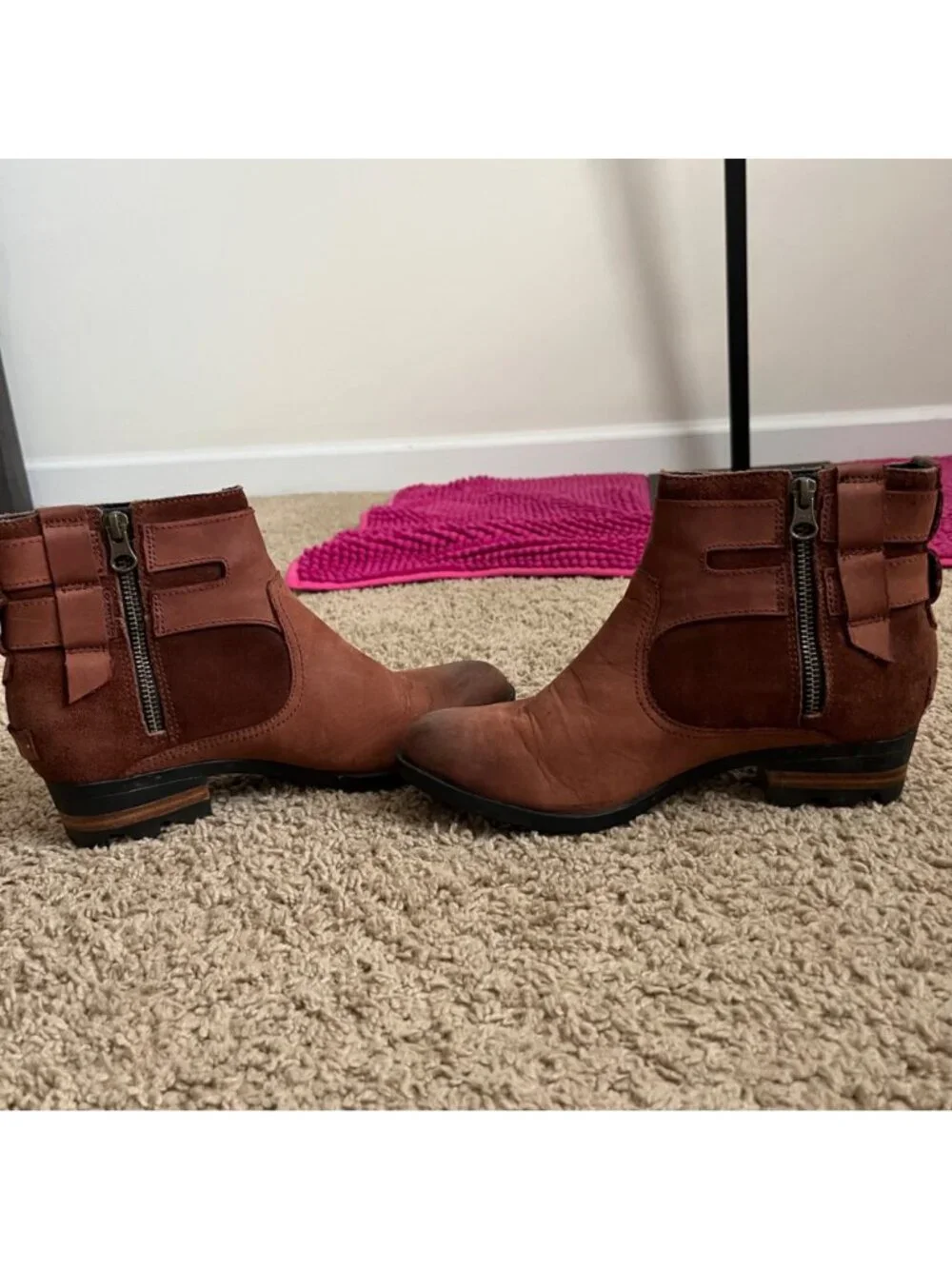 SOREL Lolla Waterproof Leather Ankle Booties in Buffalo Brown‎ Size 7.5